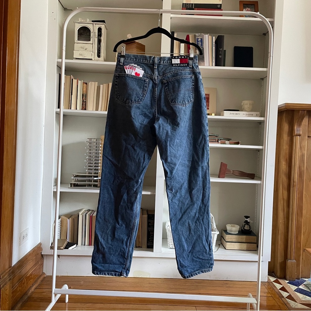 Vintage Tommy Hilfiger Blue Denim Jeans with Playing Card Patch